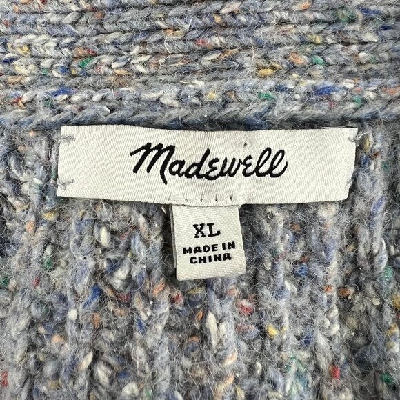 Madewell Wool Silk Speckled Rib Knik Cardigan Sweater Chunky Oversized Slouchy - Picture 6 of 11